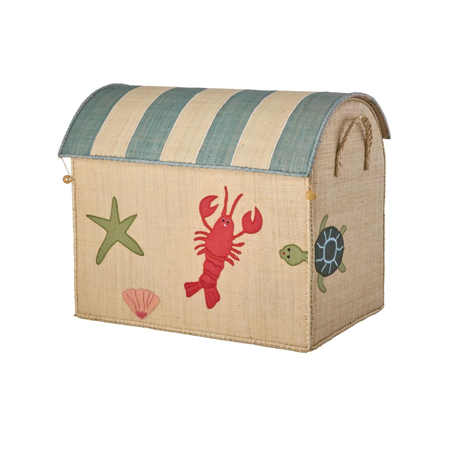 Spielzeugkiste "Raffia - Ocean Theme" - L (Bunt) Rice