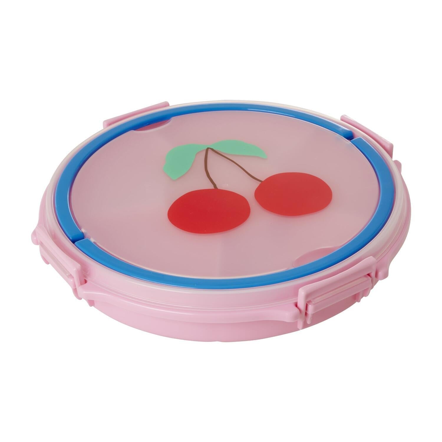 tragbares Servierttablett rund mit Deckel & Fächern - 32 cm (Pink) Rice