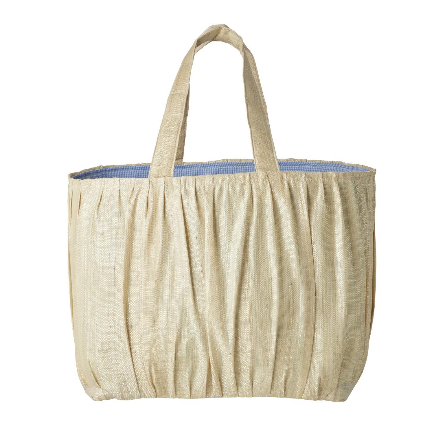 Tasche "Raffia - Vichy" - L (Blau)