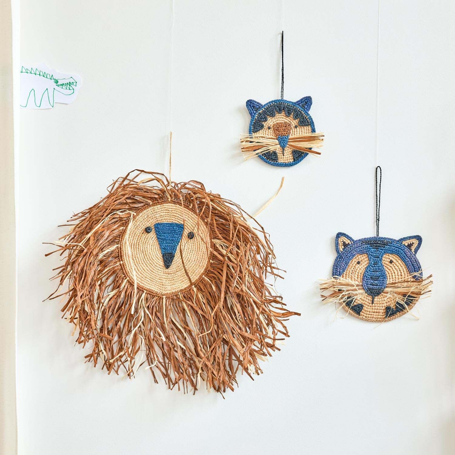 Wanddekoration "Raffia - Animal" - M (Blau) Rice