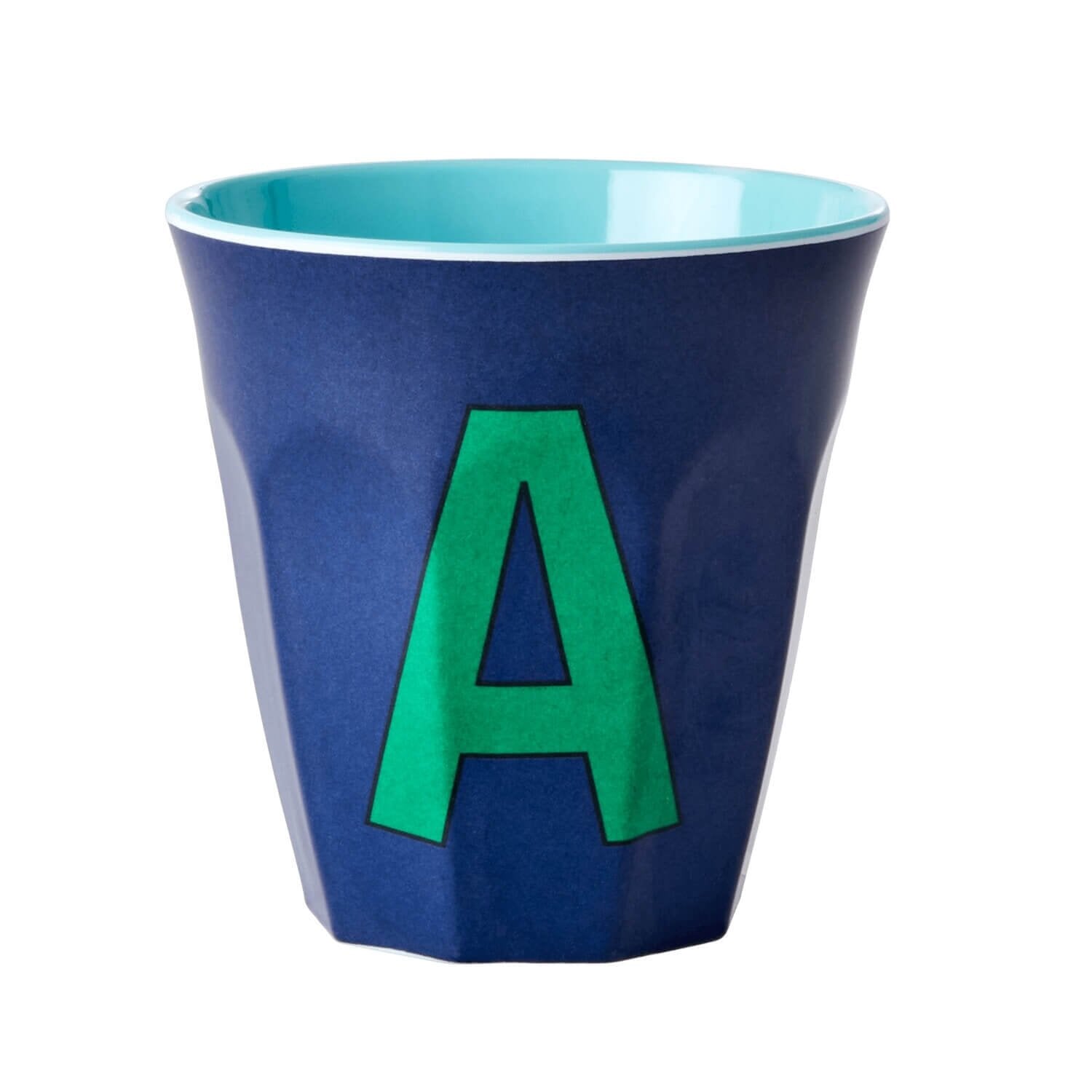 Melamin Becher "Buchstabe A" - Medium (Dunkelblau) Rice