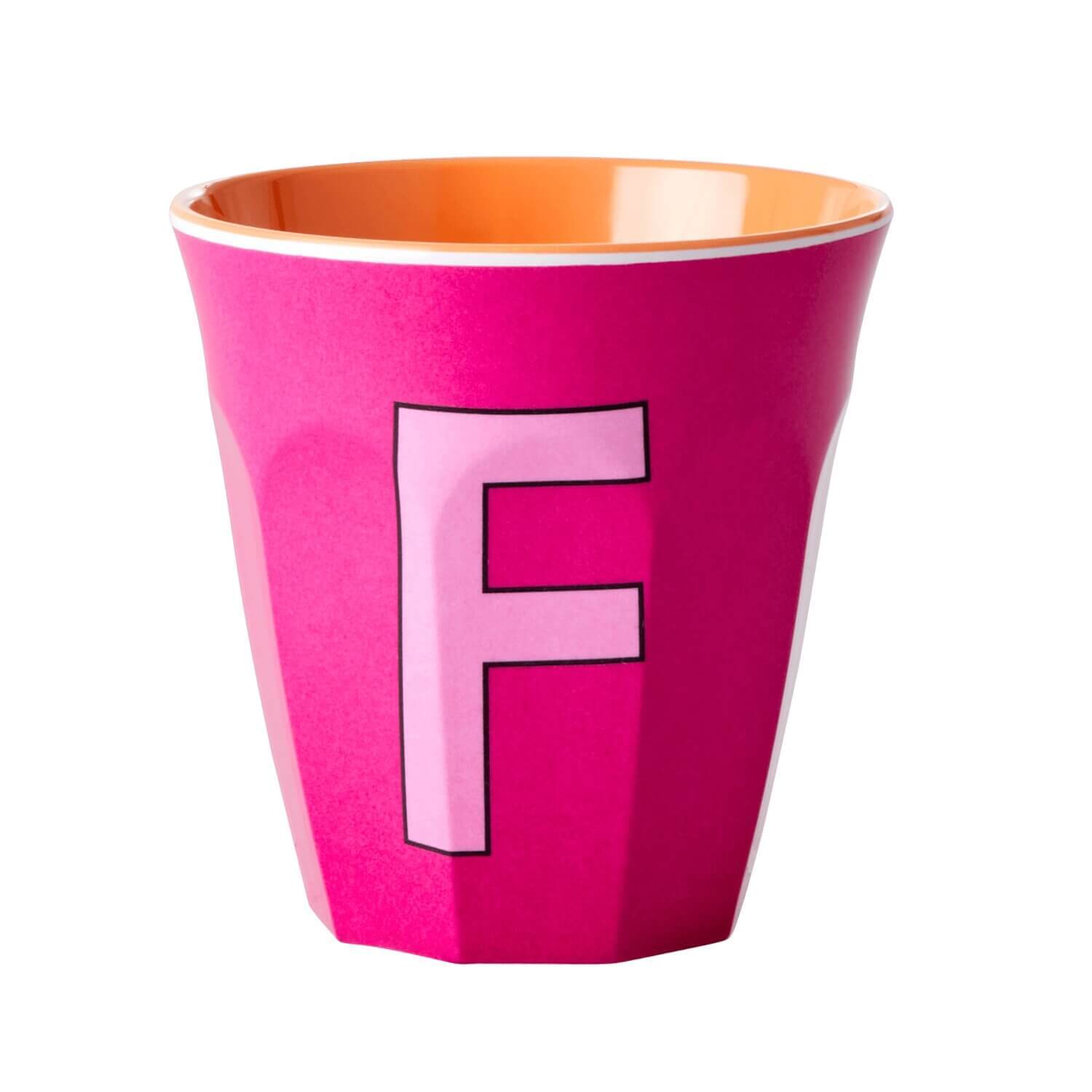 Melamin Becher "Buchstabe F" - Medium (Pink)