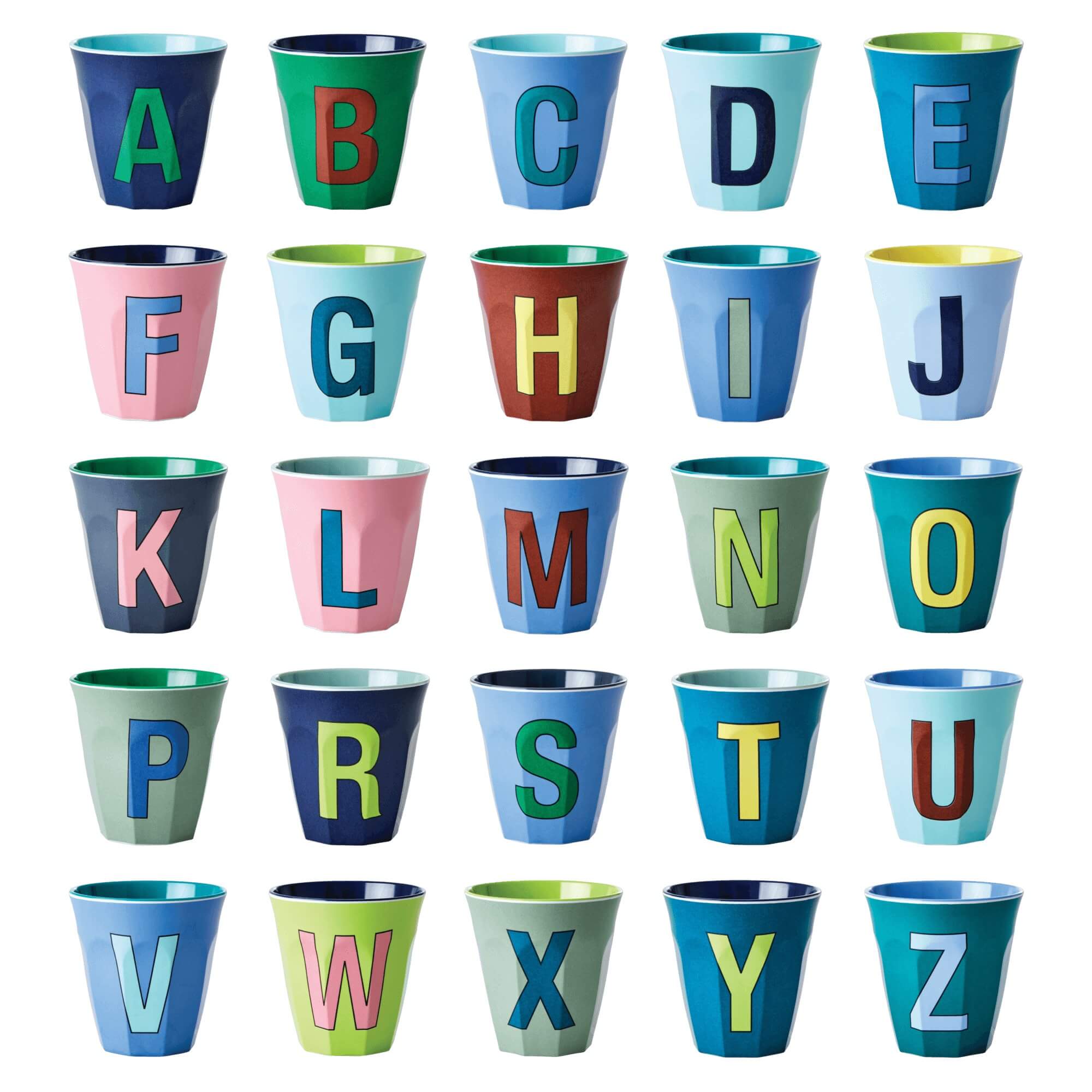 Melamin Becher "Buchstabe W" - Medium (Neongrün)