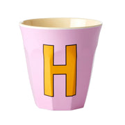 Melamin Becher "Buchstabe H" - Medium (Rosa)