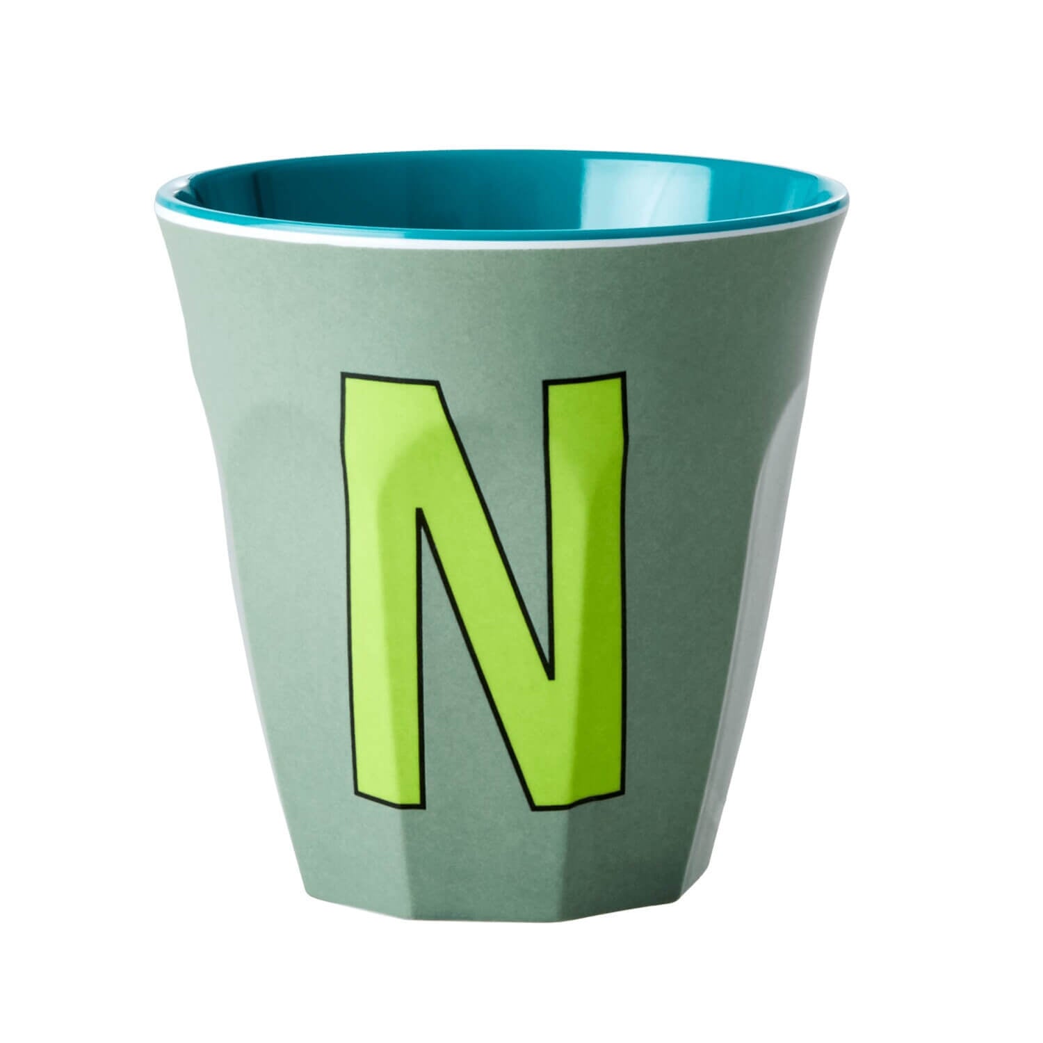 Melamin Becher "Buchstabe N" - Medium (Khakigrün)