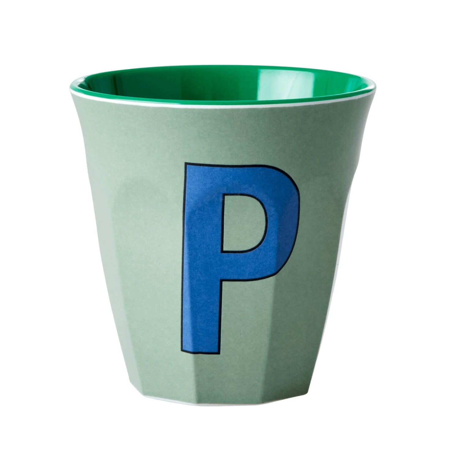 Melamin Becher "Buchstabe P" - Medium (Khakigrün)