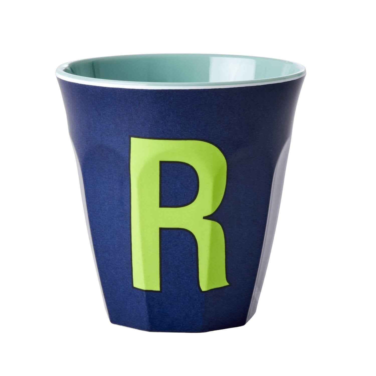 Melamin Becher "Buchstabe R" - Medium (Dunkelblau) Rice