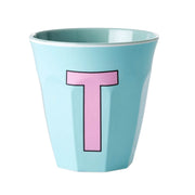 Melamin Becher "Buchstabe T" - Medium (Mintblau)
