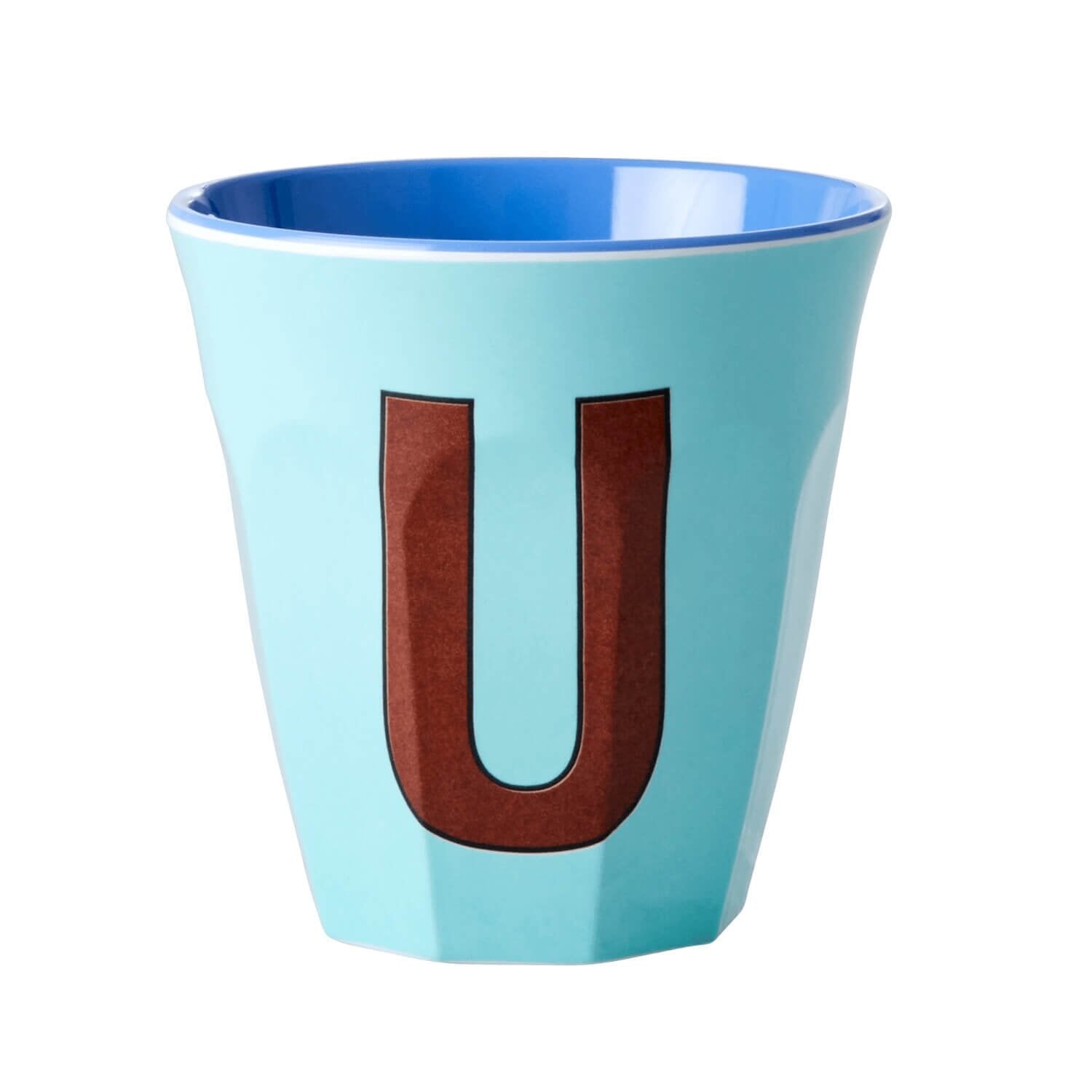 Melamin Becher "Buchstabe U" - Medium (Mintblau) Rice