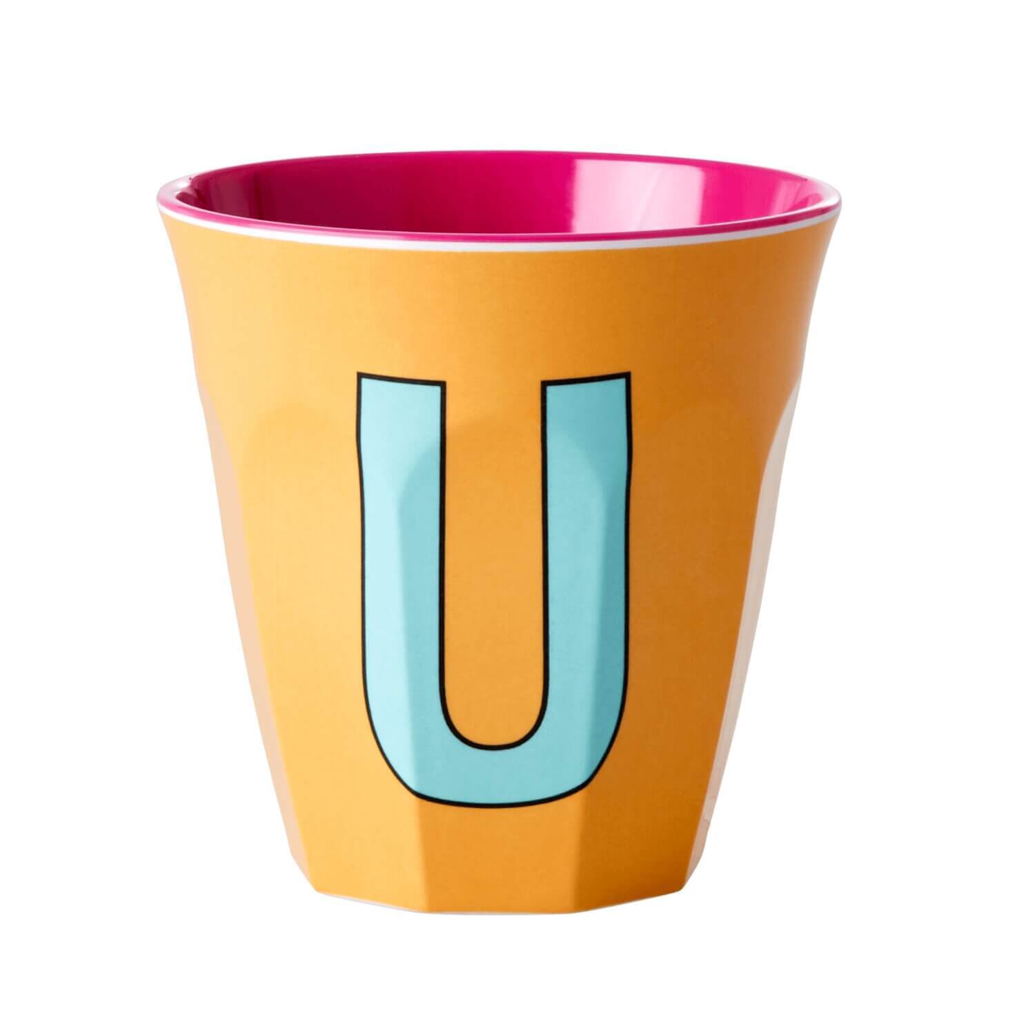 Melamin Becher "Buchstabe U" - Medium (Apricot)