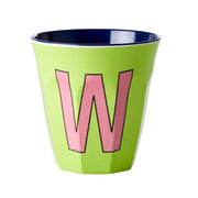 Melamin Becher "Buchstabe W" - Medium (Neongrün)