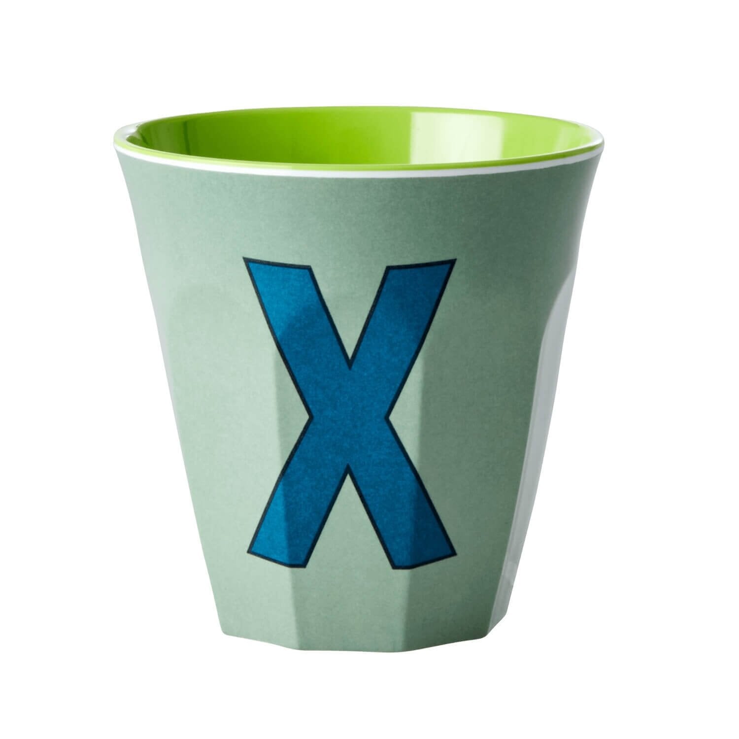Melamin Becher "Buchstabe X" - Medium (Khakigrün) Rice