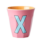 Melamin Becher "Buchstabe X" - Medium (Rosa) Rice