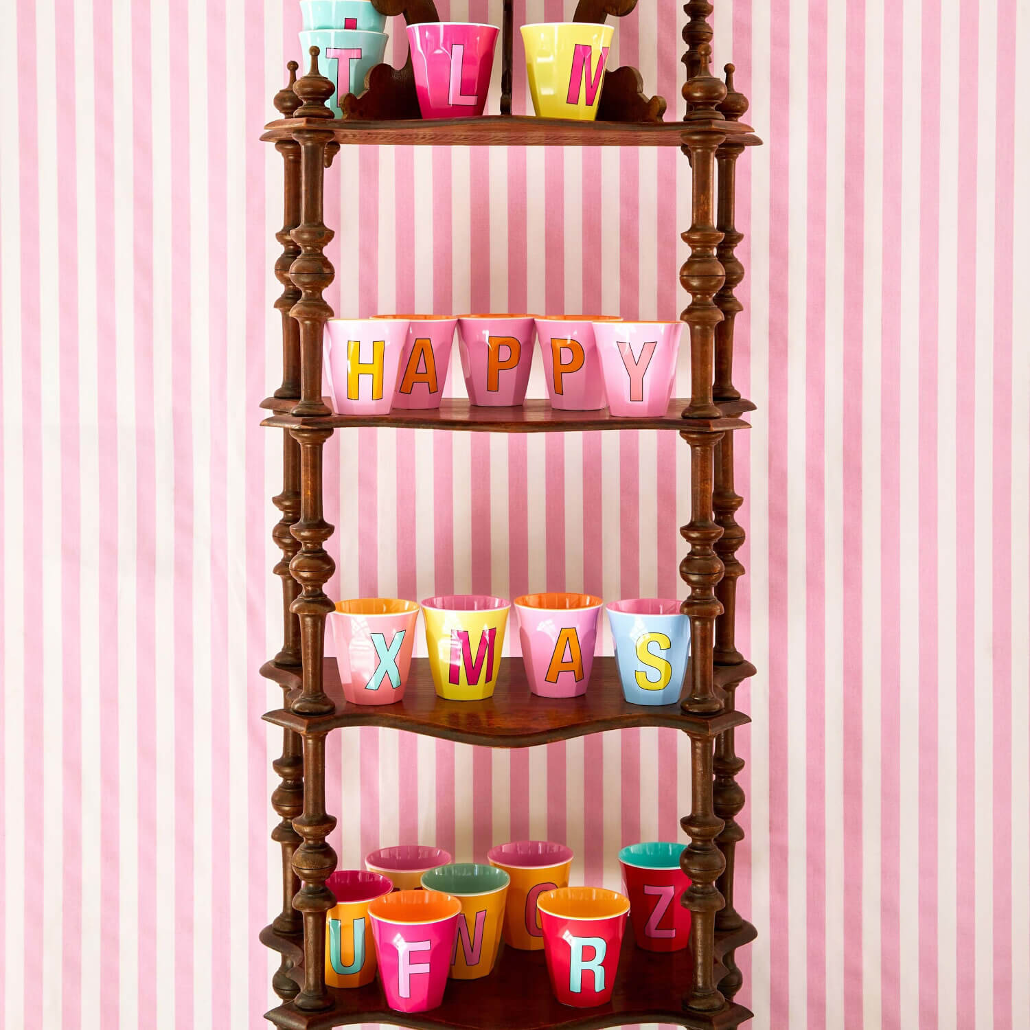 Melamin Becher "Buchstabe P" - Medium (Rosa)
