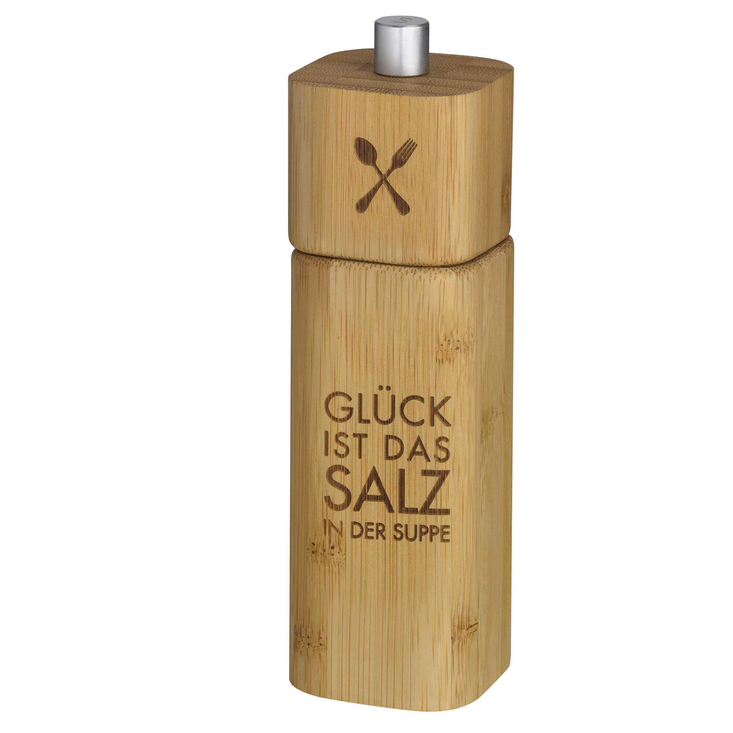 Salzmühle "Glück ist das Salz in der Suppe" von räder Design