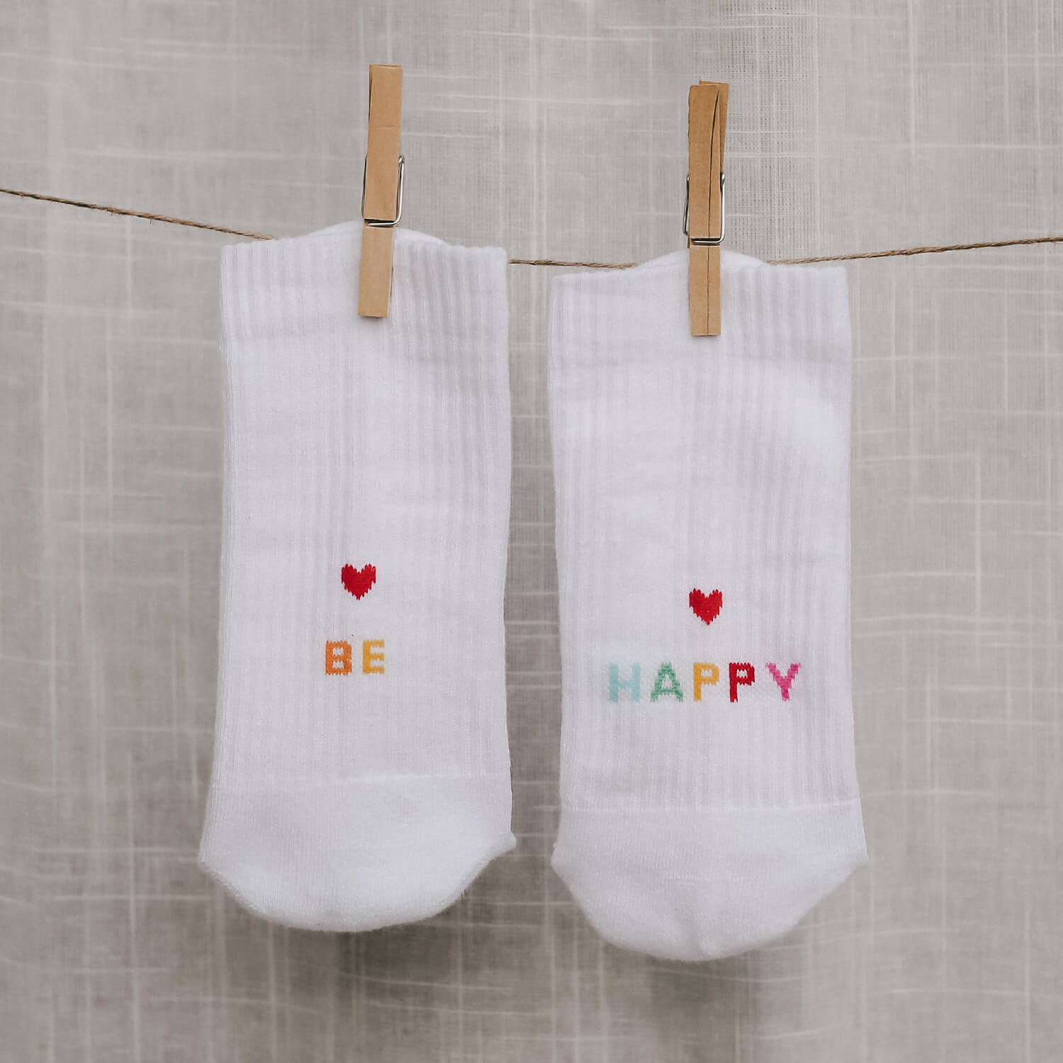 Socken "be happy" - 35-38 (Bunt)