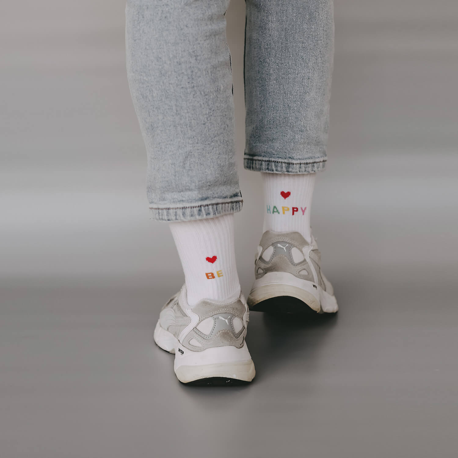 Socken "be happy" - 35-38 (Bunt)