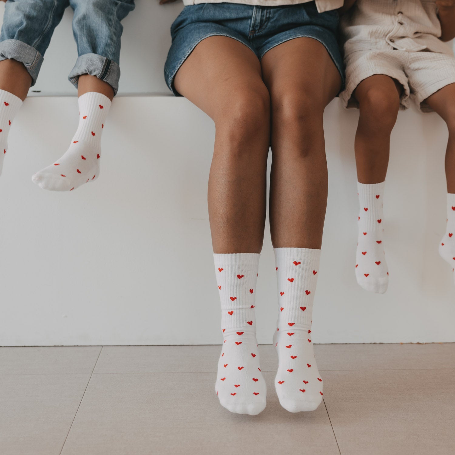 Kids Socken "Allover Herzen" (Weiß/Rot)