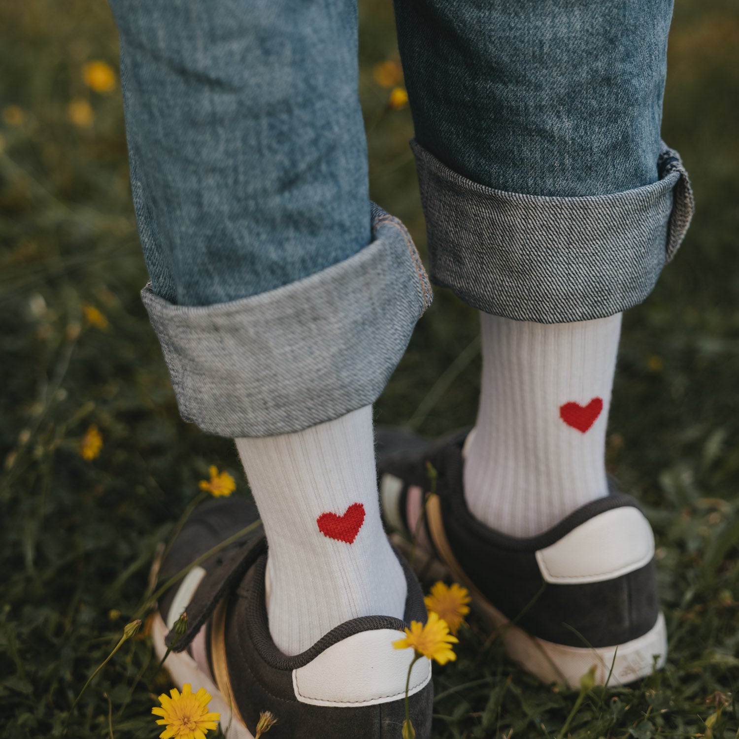 Kids Socken "Herz" (Weiß/Rot)