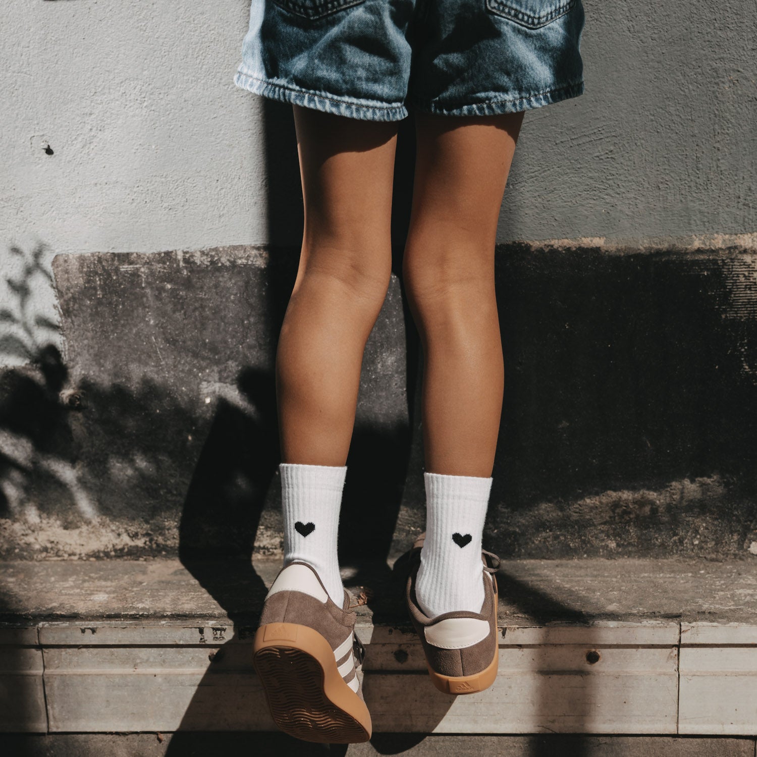 Kids Socken "Herz" (Weiß/Schwarz)