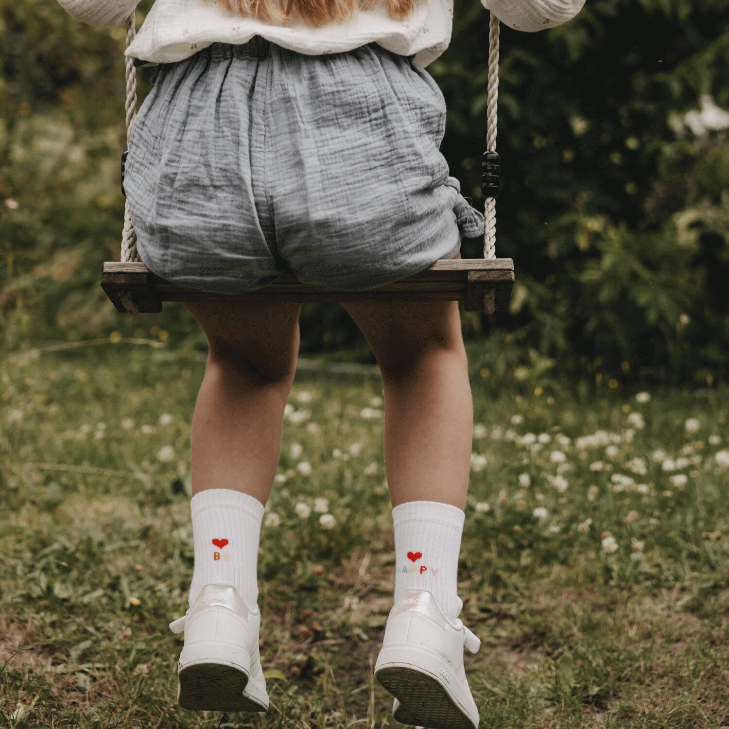 Kids Socken "Be happy" (Weiß)
