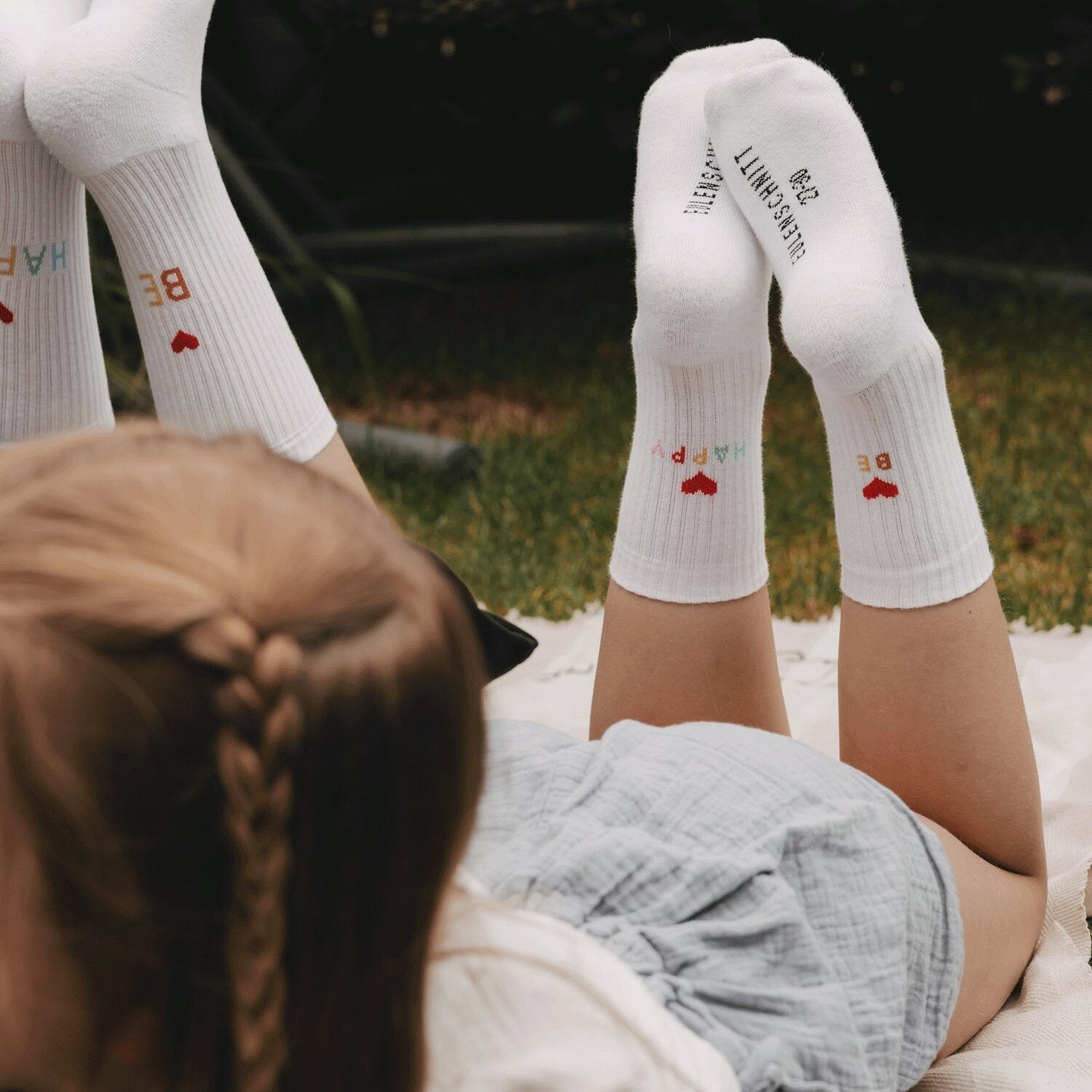 Kids Socken "Be happy" (Weiß)