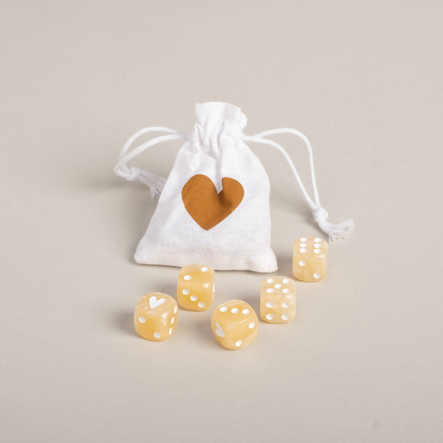 Kniffel-Set aus Würfel, Kugelschreiber & Block (Creme) Eulenschnitt