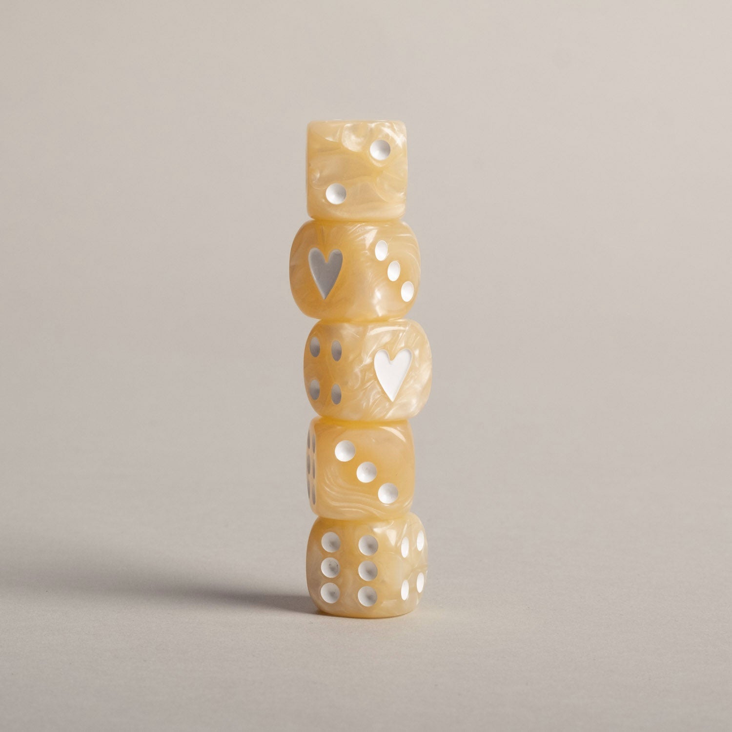 Kniffel-Set aus Würfel, Kugelschreiber & Block (Creme) Eulenschnitt