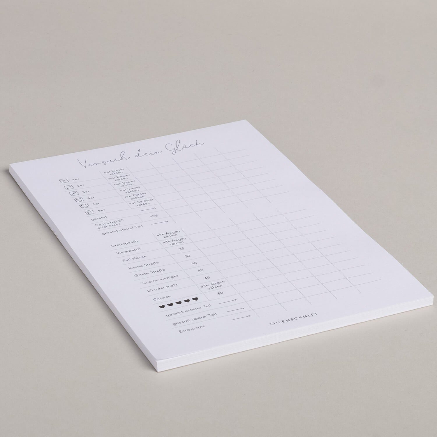 Block "Versuch dein Glück" - 14,8x21 cm (Weiß)