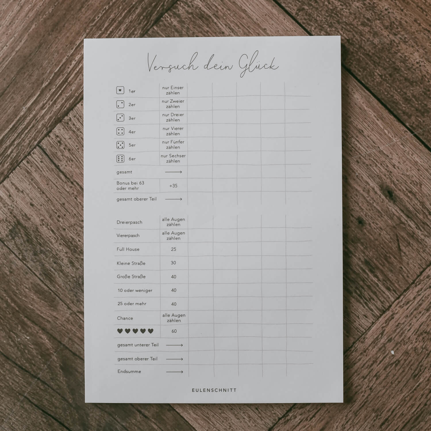 Block "Versuch dein Glück" - 14,8x21 cm (Weiß)