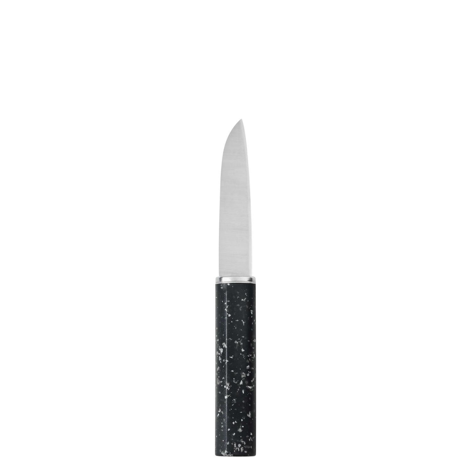 Schälmesser mit schwarzem Griff und silberner Klinge, „Redo“