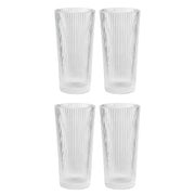 4 transparente Longdrinkgläser mit Riffelstruktur, zylindrisch, 0,3 l