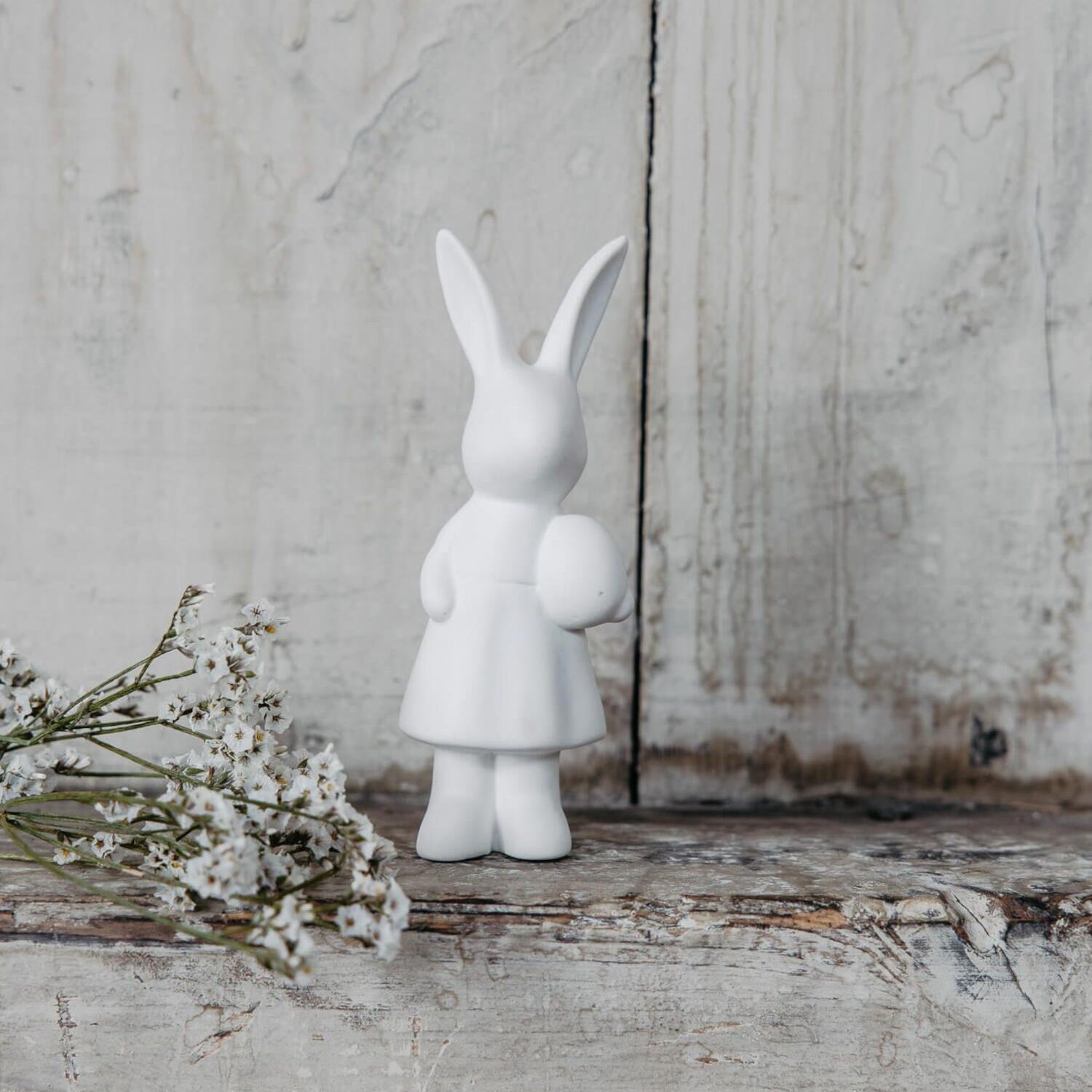 Osterdekoration Hase "Ester" - 4x3x12 cm (Weiß)