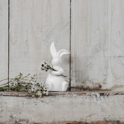Osterdekoration Hase "Elias" - 6x6x12 cm (Weiß)