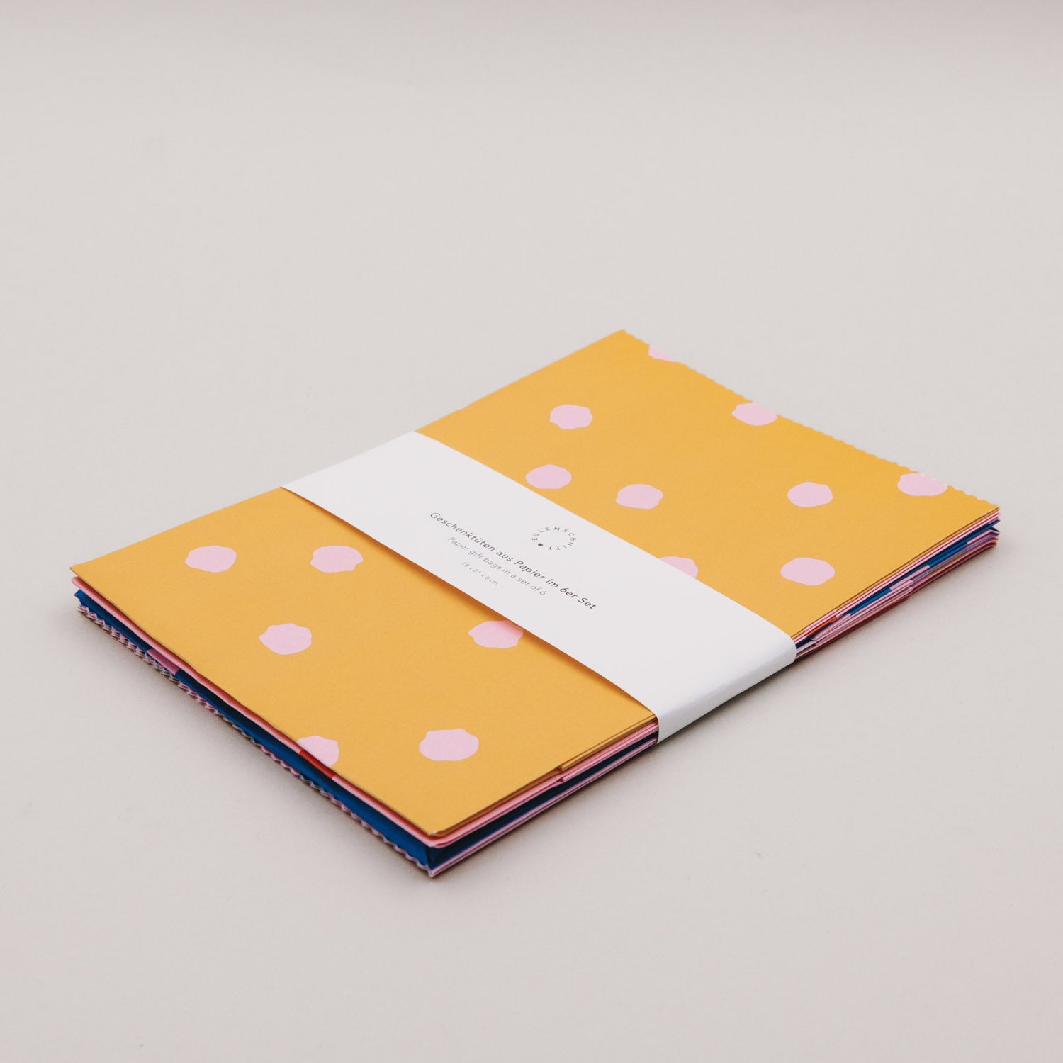 Papiertüten "Streifen & Punkte" im 6er-Set - S (Rosa)