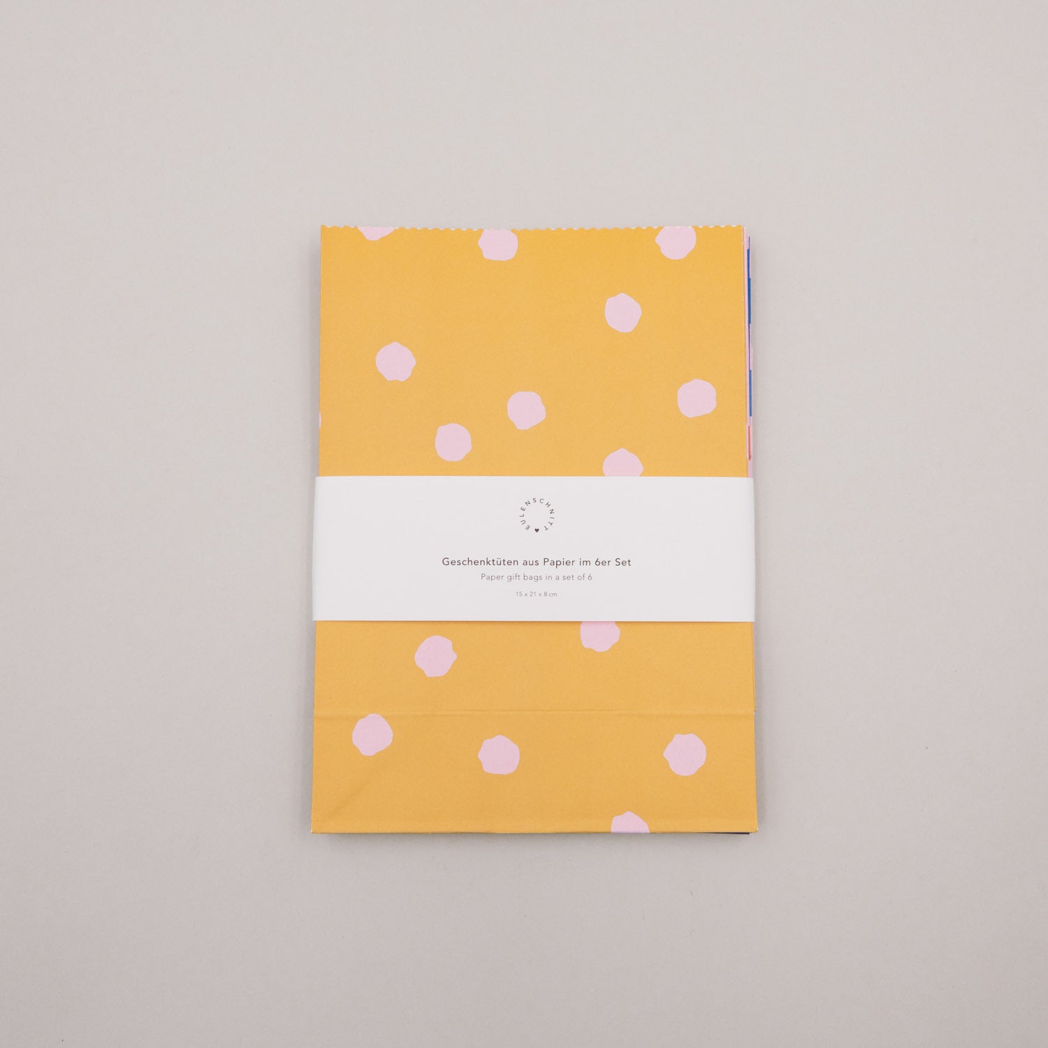 Papiertüten "Streifen & Punkte" im 6er-Set - S (Rosa)