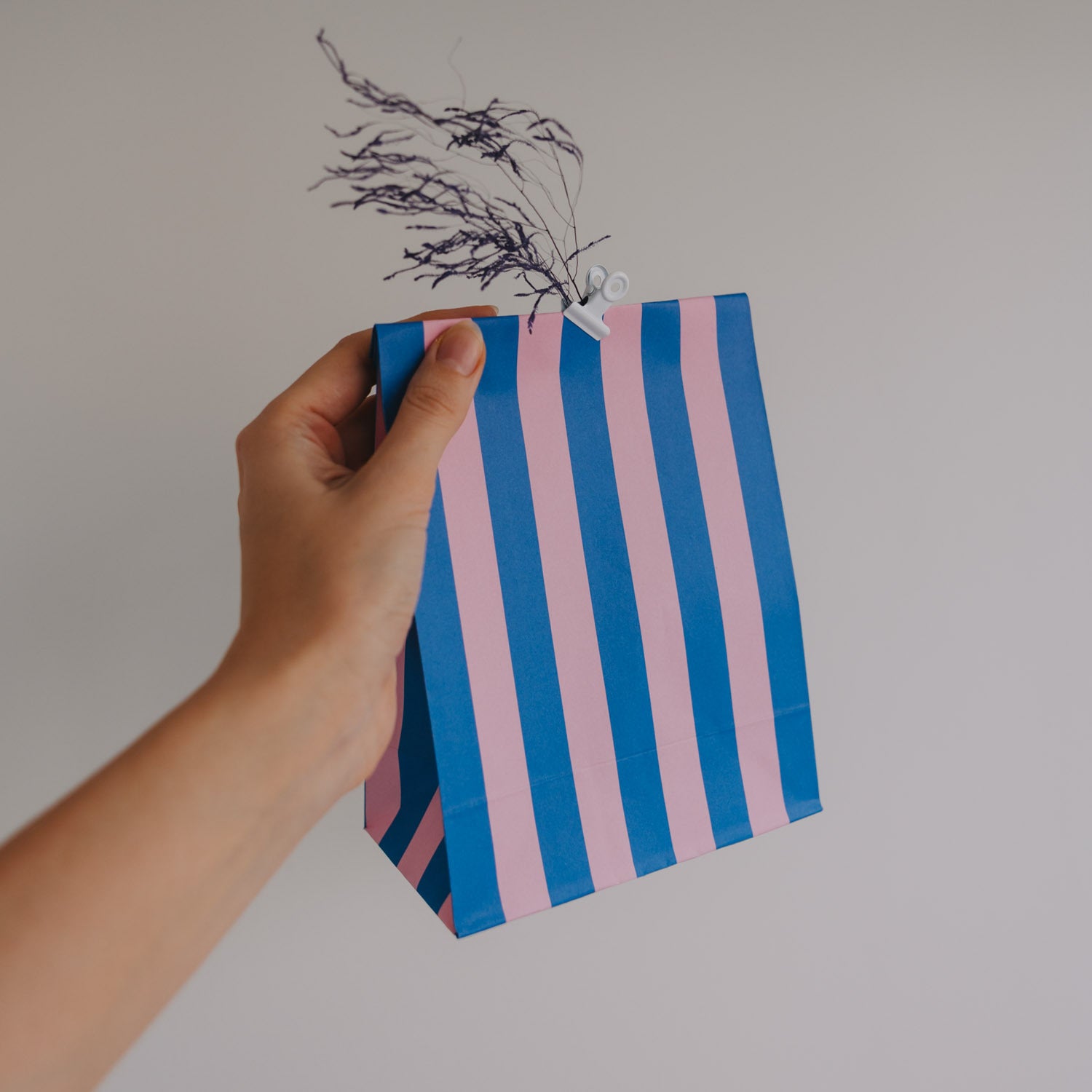 Papiertüten "Streifen & Punkte" im 6er-Set - S (Rosa)