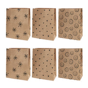Papiertüten-Set (6 Stk.) mit Illustrationen: Libellen, Herzen und Smileys, verschiedene Designs