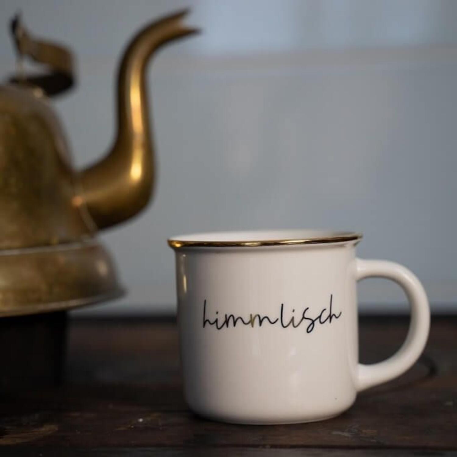 Becher mit Henkel "Himmlisch" - 350 ml (Weiß/Gold)