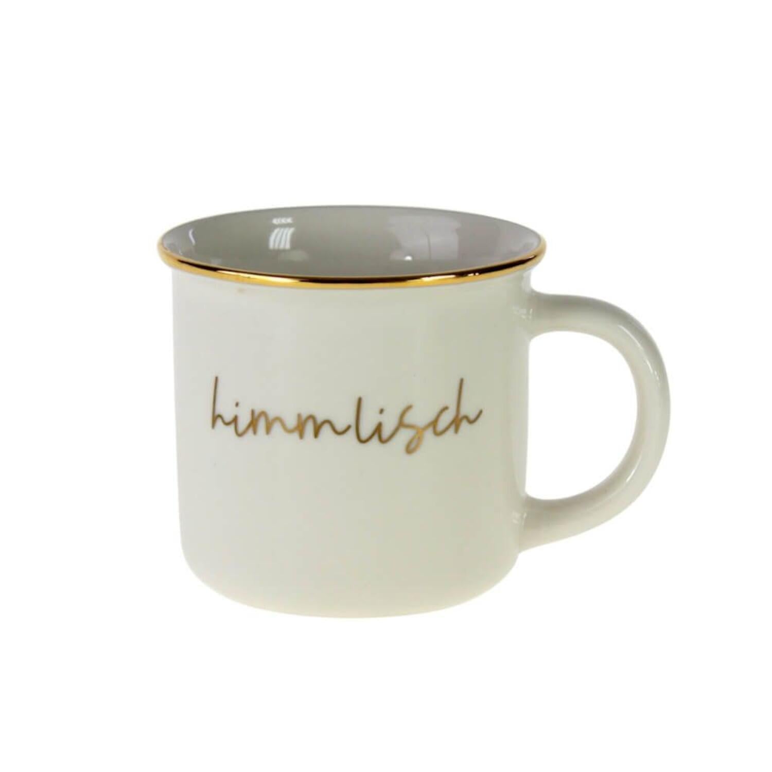 Becher mit Henkel "Himmlisch" - 350 ml (Weiß/Gold)