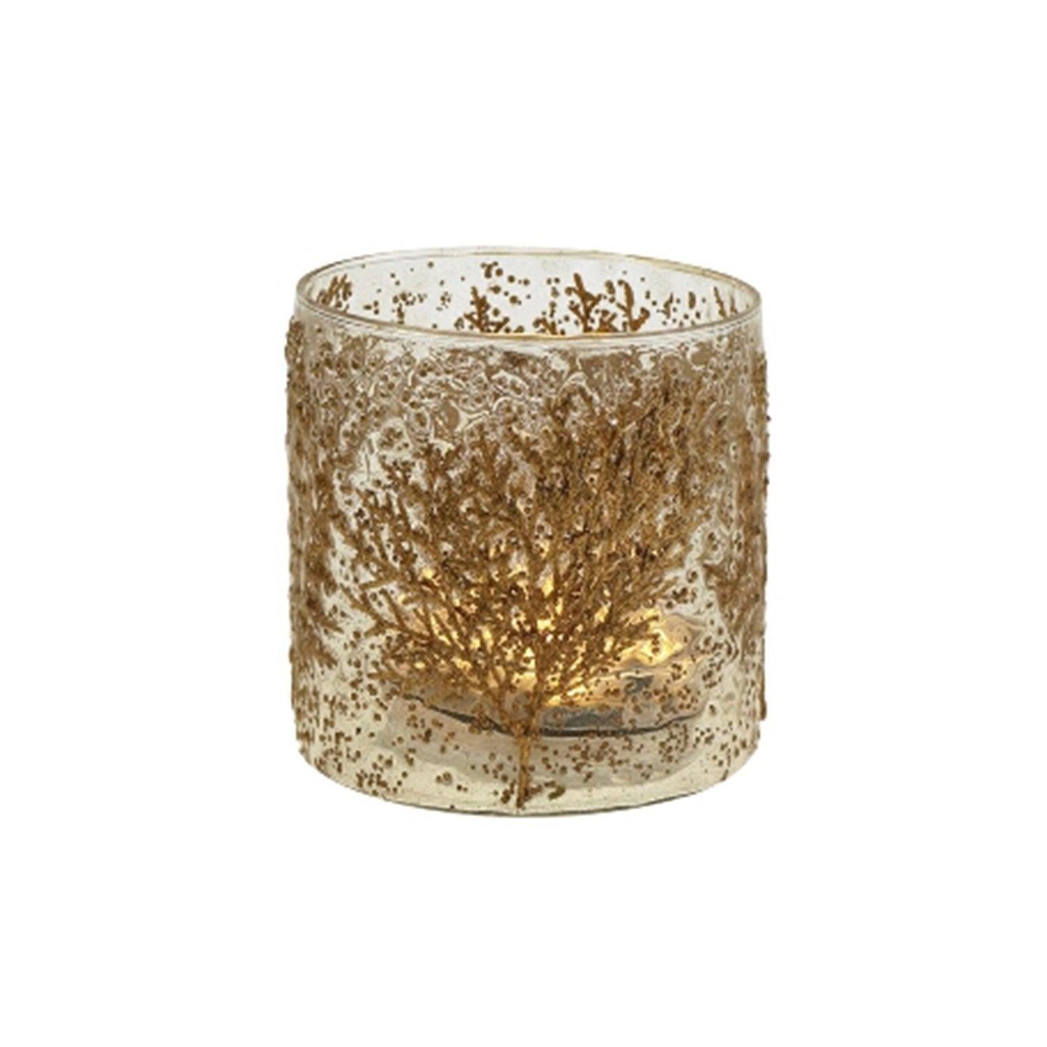 Windlicht "Trees" - 10x10 cm (Klar/Gold)