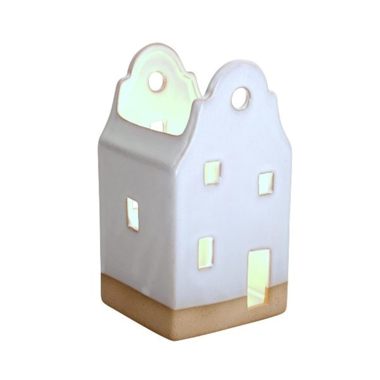 Teelichthalter "Haus" - 9,5x9x17,5 cm (Weiß)