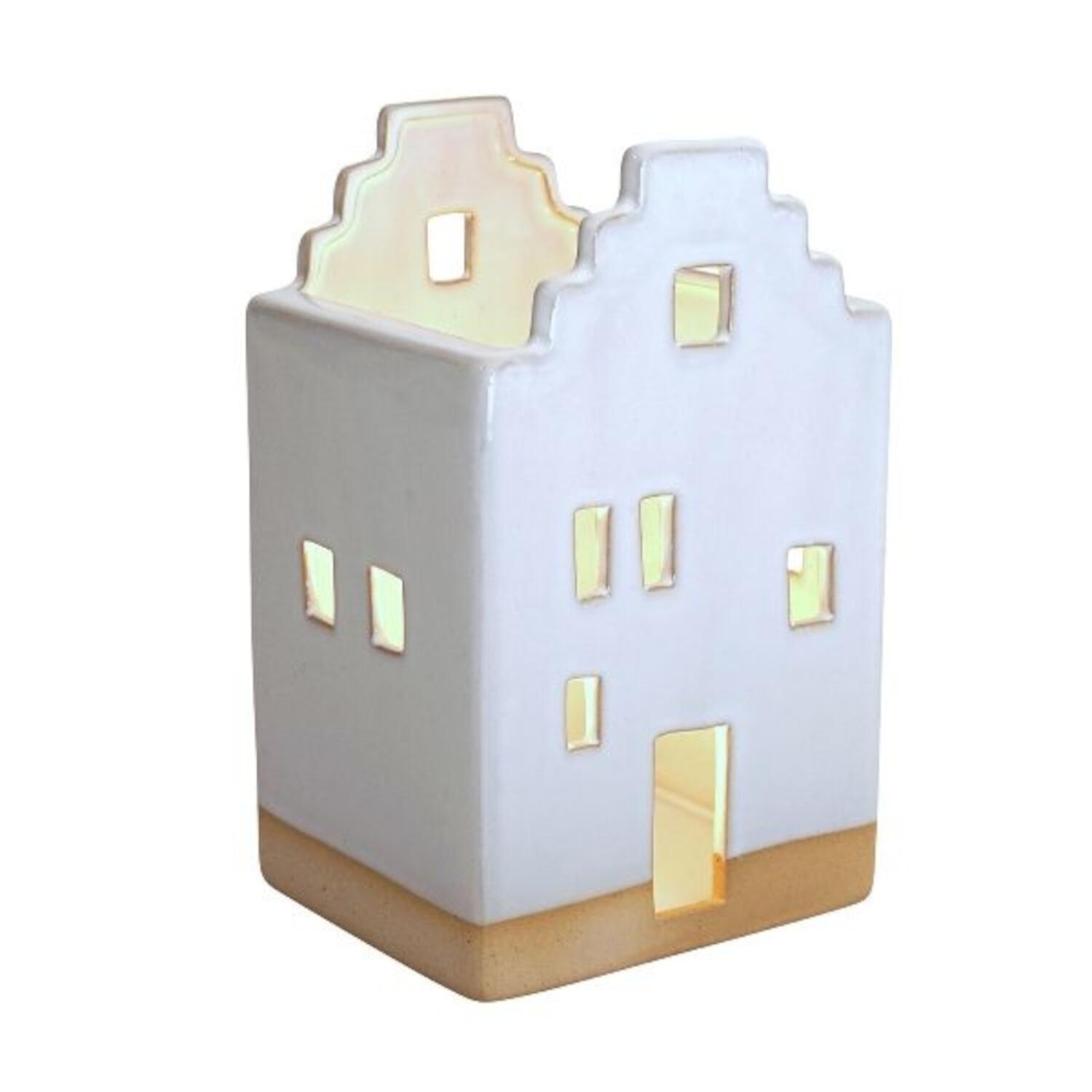 Teelichthalter "Haus" - 12x10x21 cm (Weiß)
