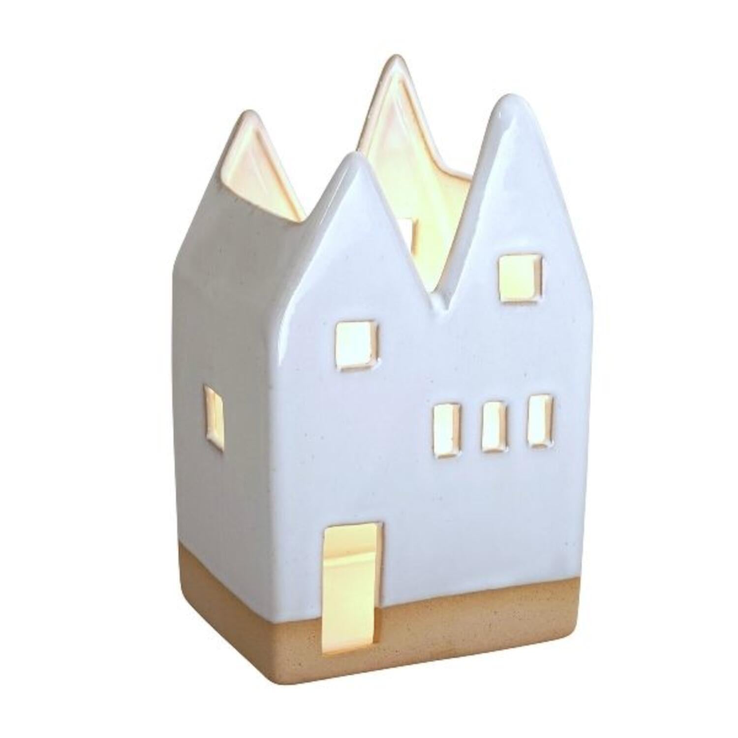 Teelichthalter "Haus" - 12x10x20 cm (Weiß)