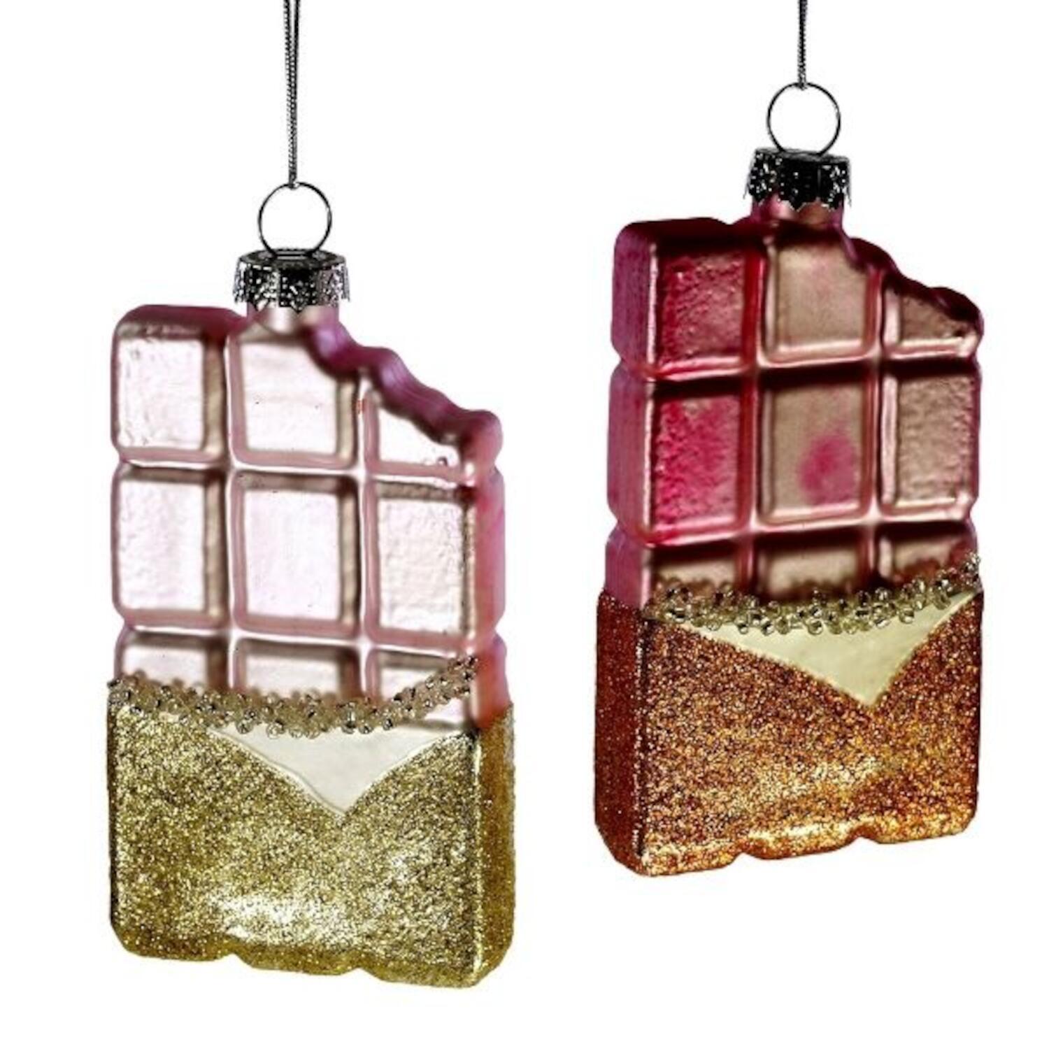 Glas-Anhänger "Schokotafel" - 5x2x10,5 cm (Rosa)