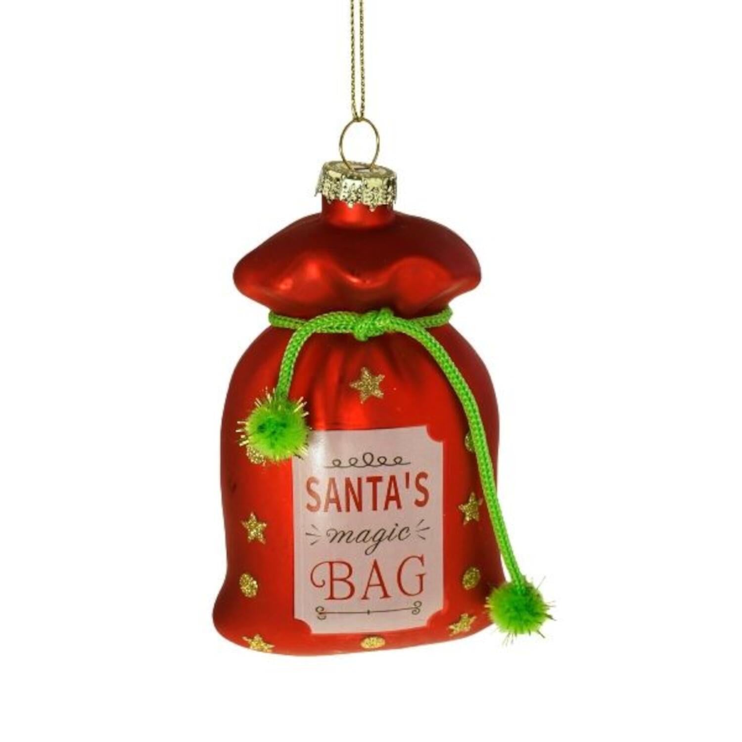 Glas-Anhänger "Santas Bag" - 7x5x12 cm (Rot)