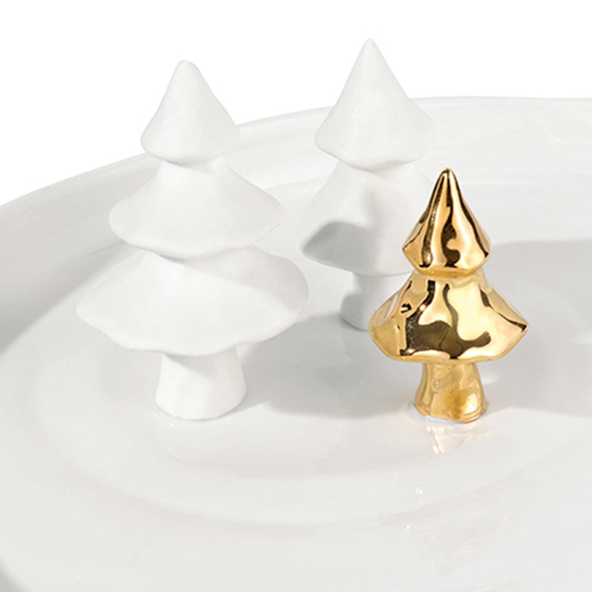 Weihnachtszauber "Winterlandschaft - Tannenbäume" - 35 cm (Weiß/Gold) räder Design
