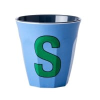 rice Melamin Becher "Buchstabe S" - Medium (Taubenblau)