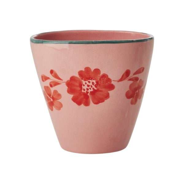 rice Keramik Tasse oval "Flower Vine" (Pink/Orange)