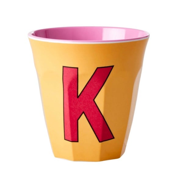 rice Melamin Becher "Buchstabe K" - Medium (Apricot)